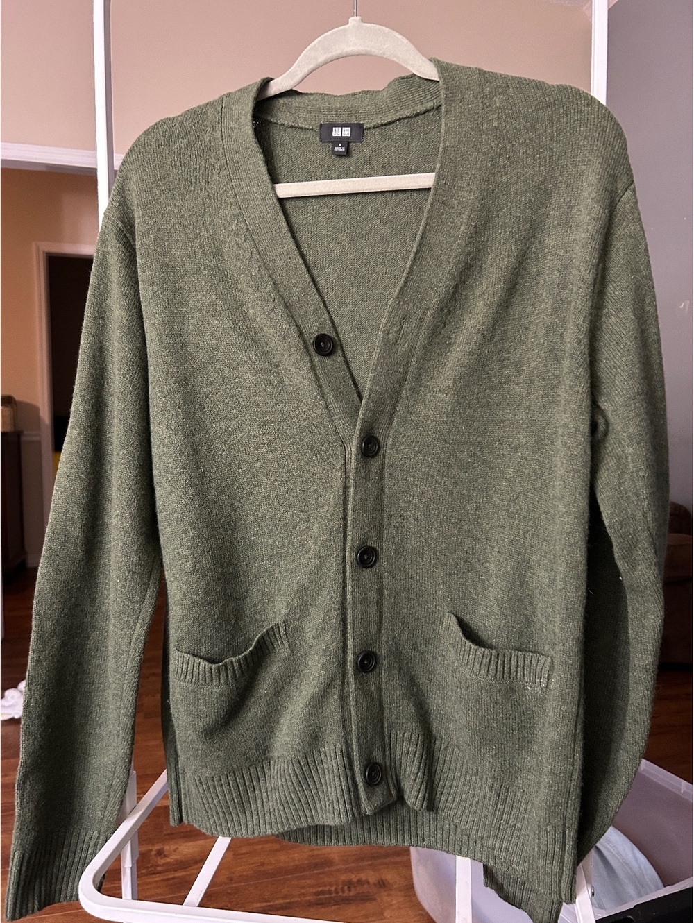 Uniqlo Olive Green Wool Blend Cardigan Sweater Size Small